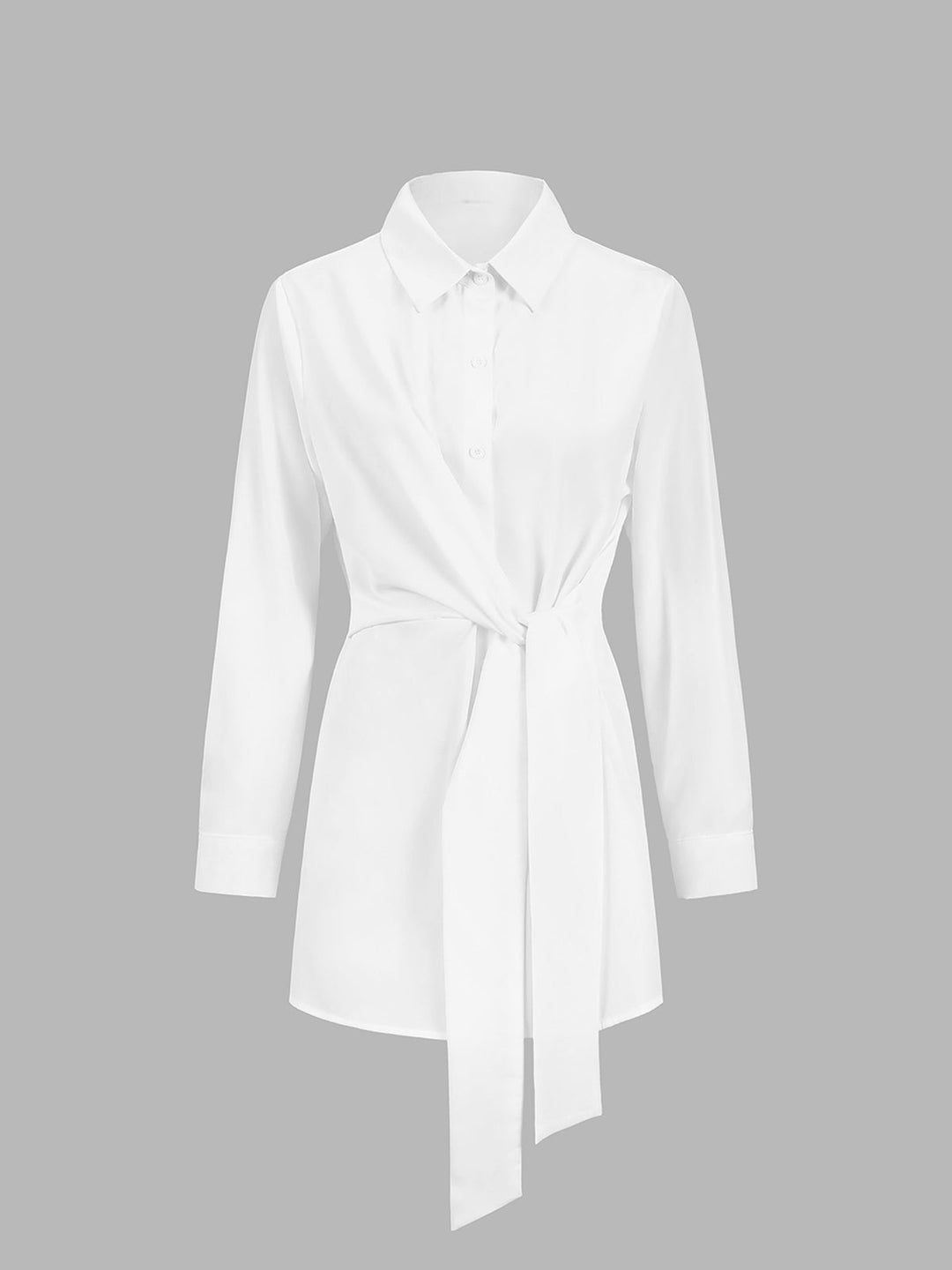 Długa koszula z kołnierzykiem i wiązana