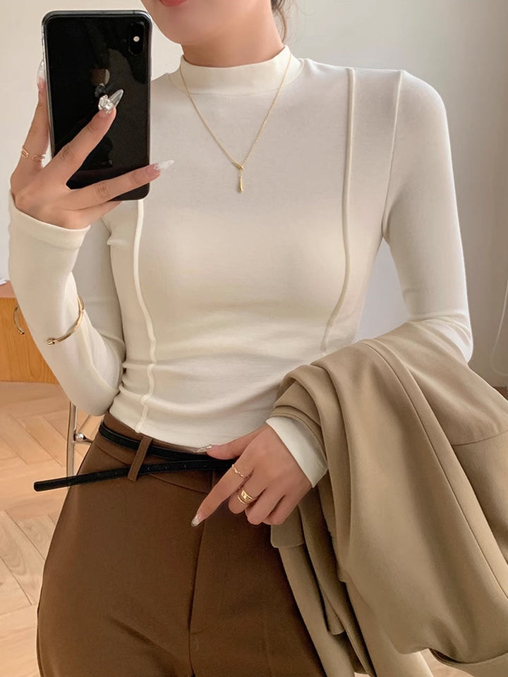 Bluză cu Piping din Jersey Simplu