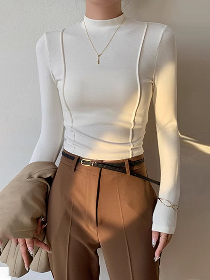 Bluză cu Piping din Jersey Simplu