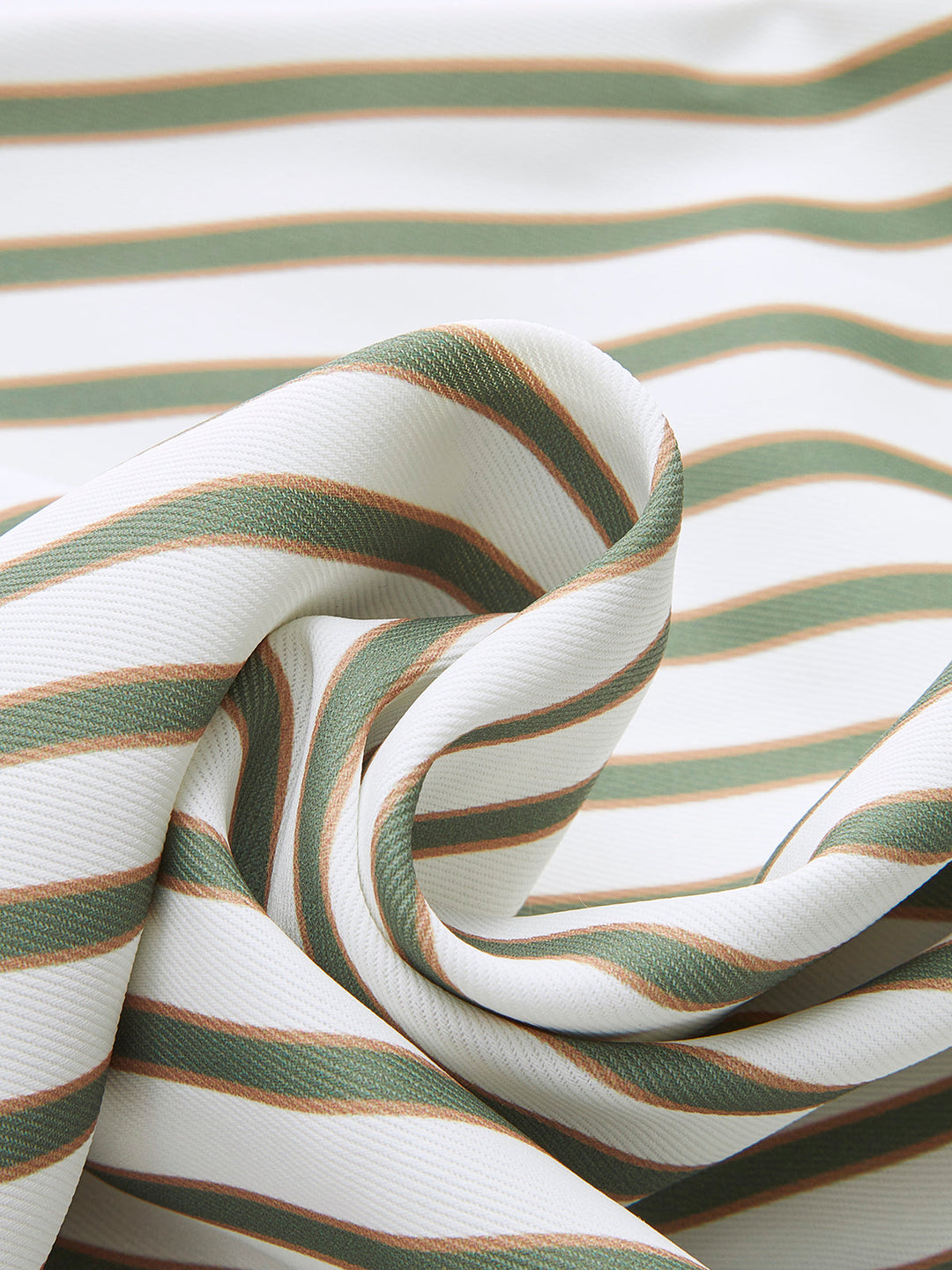 Metaliczna Koszula w Paski z Okrągłym Kołnierzem i Paskiem