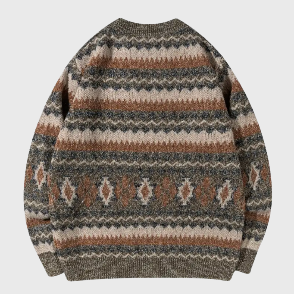 Sweter z Zianiny o Geometrycznym Wzorze