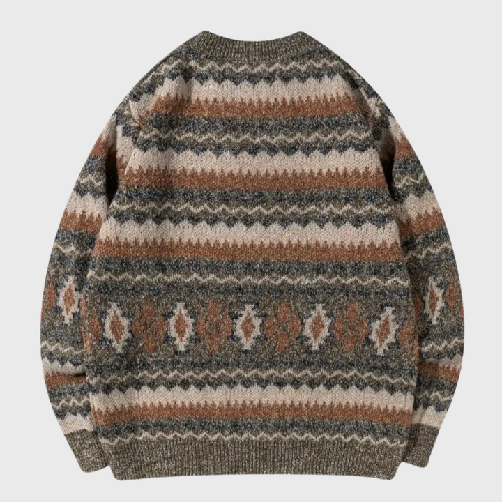 Sweter z Zianiny o Geometrycznym Wzorze