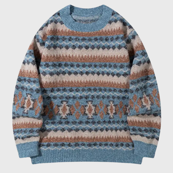 Sweter z Zianiny o Geometrycznym Wzorze