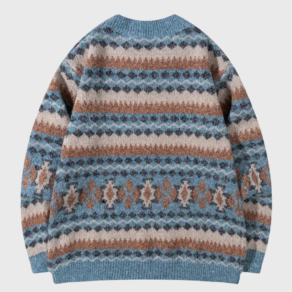 Sweter z Zianiny o Geometrycznym Wzorze