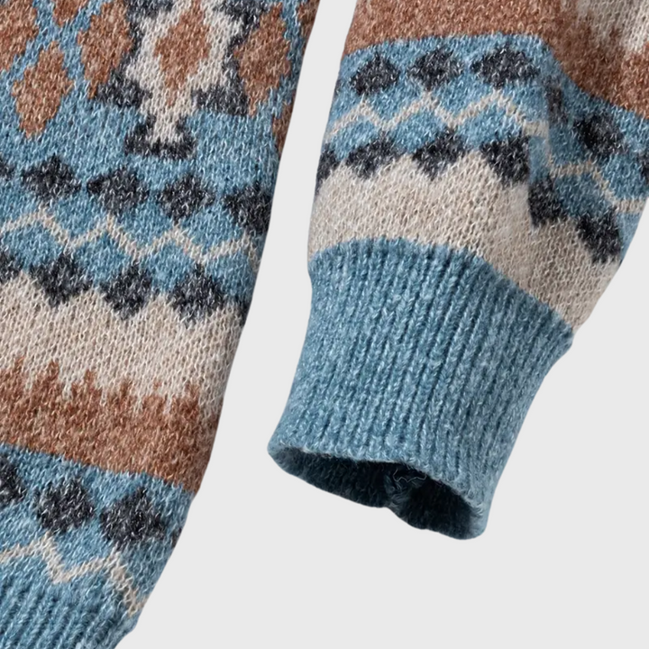 Sweter z Zianiny o Geometrycznym Wzorze